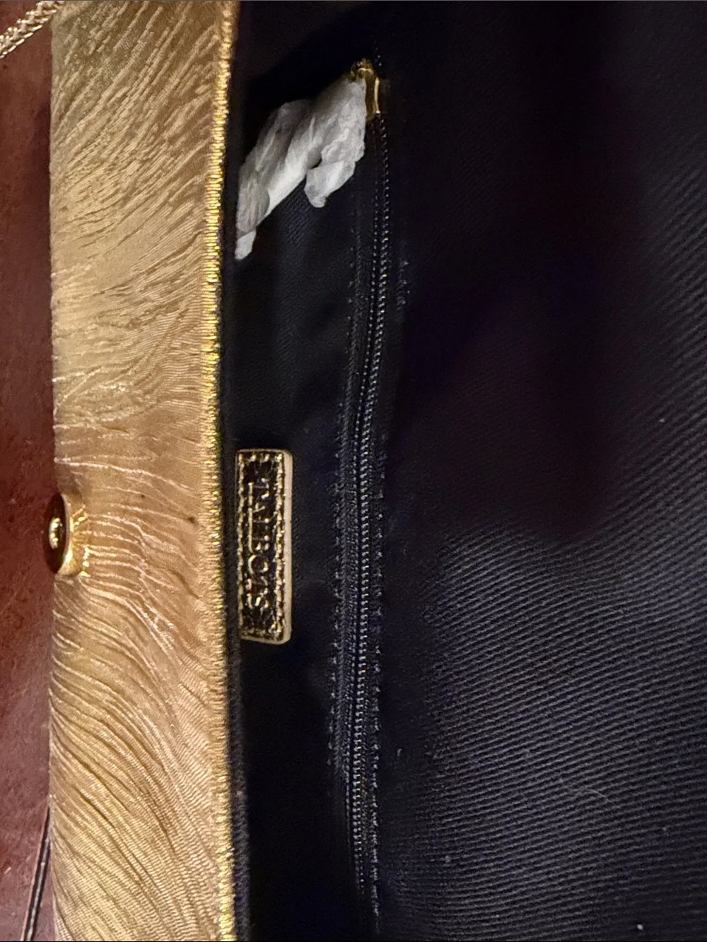 Gold Bow Accent Evening Clutch with Chain Strap